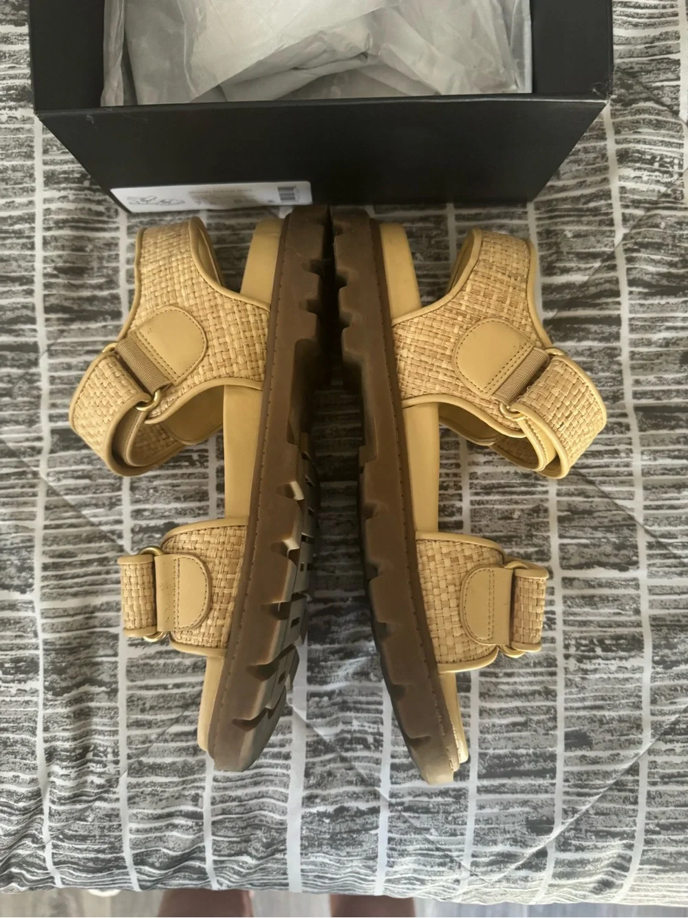 Coach Brynn Raffia Strap Sandals - Beige